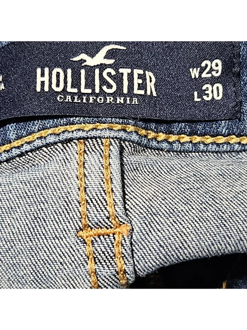Hollister Super Skinny Jeans Mens Size 29 X 30 Low Rise Medium Wash Ripped Denim